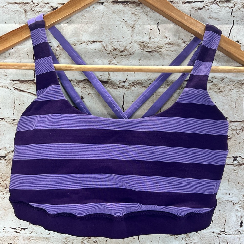 LULULEMON ENERGY BRA MICRO MACRO STRIPE DEEP ZINFANDEL WINTER ORCHID